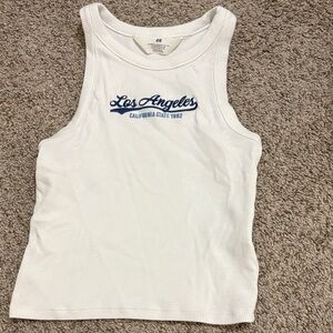 H&M White Tank Top with Blue Los Angeles Design